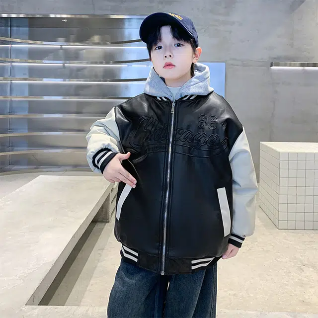 俞兆林夹克 加绒刺绣拼色棒球服 青少年
