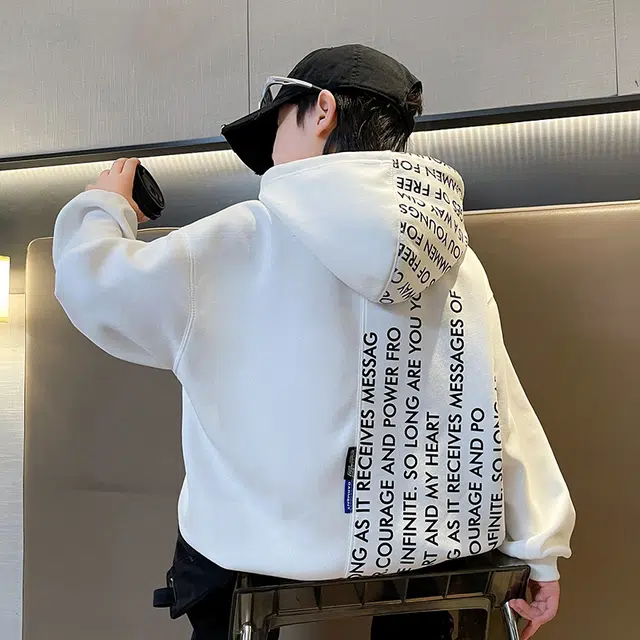 雅鹿卫衣 简约舒适连帽长袖 白色 青少年