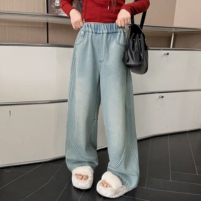 雅鹿牛仔裤 纯色百搭亲肤休闲 儿童款