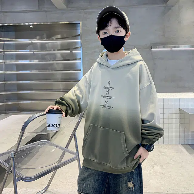 雅鹿卫衣 连帽拼色字母休闲 儿童款