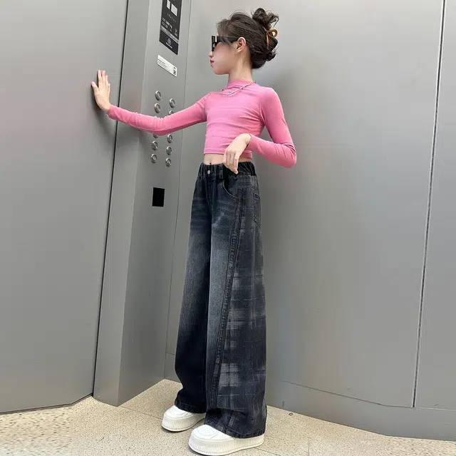 俞兆林牛仔裤 宽松美式复古高街水洗做旧高级感时尚潮流微弹显高显瘦修身垂感阔腿休闲 青少年