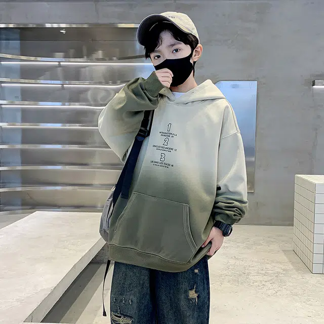 雅鹿卫衣 连帽拼色字母休闲 儿童款