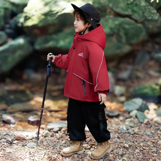 俞兆林棉衣 反光卡绳加厚户外登山运动宽松连帽防风防水耐磨三合一冲锋衣 中小童