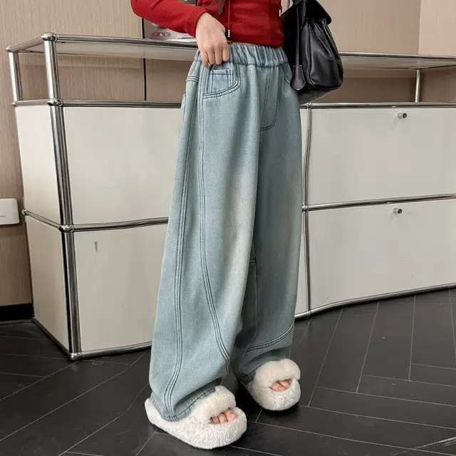 雅鹿牛仔裤 纯色百搭亲肤休闲 儿童款