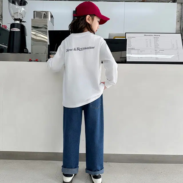 雅鹿牛仔裤 纯色亲肤柔软百搭 蓝色 儿童款