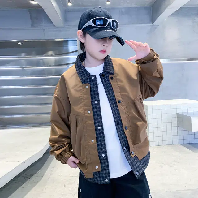 俞兆林夹克 假两件格子拼接简约百搭户外运动小众潮流休闲舒适 青少年