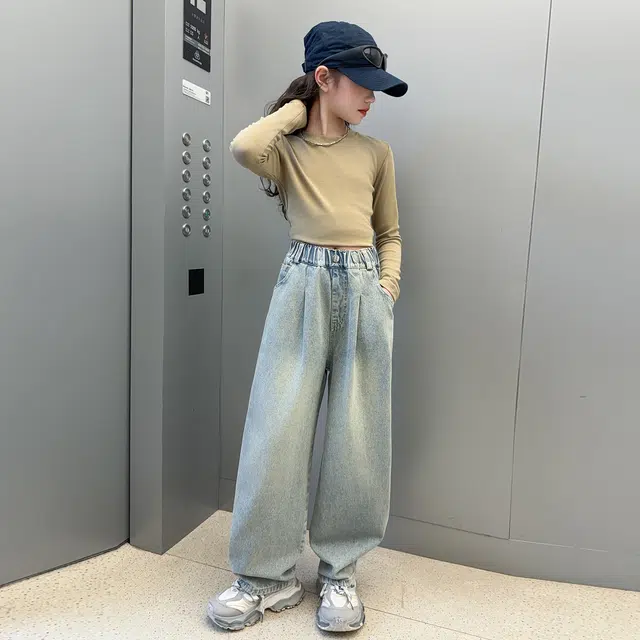 俞兆林牛仔裤 美式复古高街水洗做旧高级感时尚潮流微弹显高显瘦修身弯刀裤垂感休闲 青少年