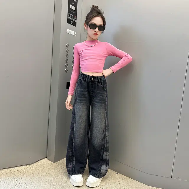 俞兆林牛仔裤 宽松美式复古高街水洗做旧高级感时尚潮流微弹显高显瘦修身垂感阔腿休闲 青少年