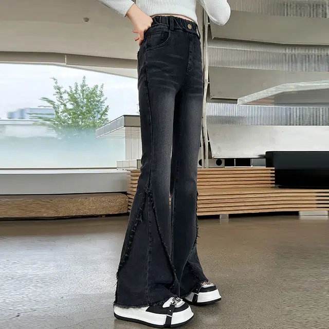 俞兆林牛仔裤 微喇美式复古高街水洗做旧高级感时尚潮流微弹渐变脚口毛边显高显瘦修身垂感休闲 青少年