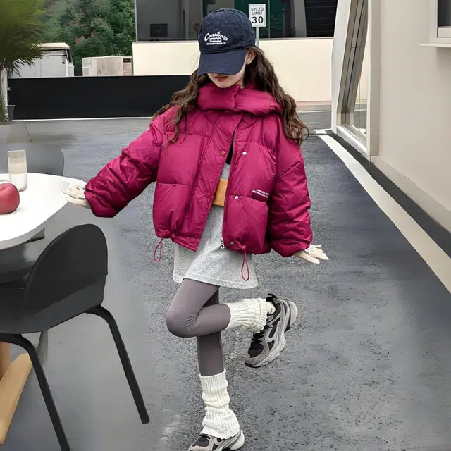 雅鹿棉衣 连帽拉链舒适亲肤 火龙果色 儿童款