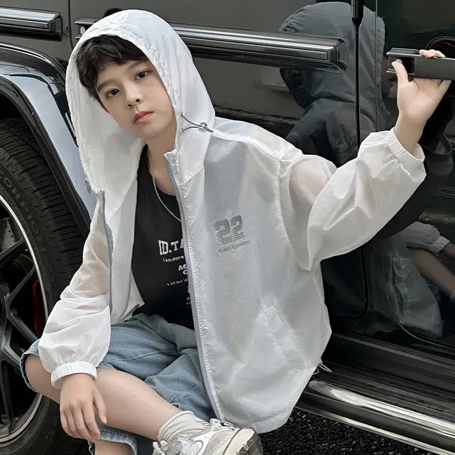 雅鹿夹克外套 连帽休闲亲肤 白色 儿童款