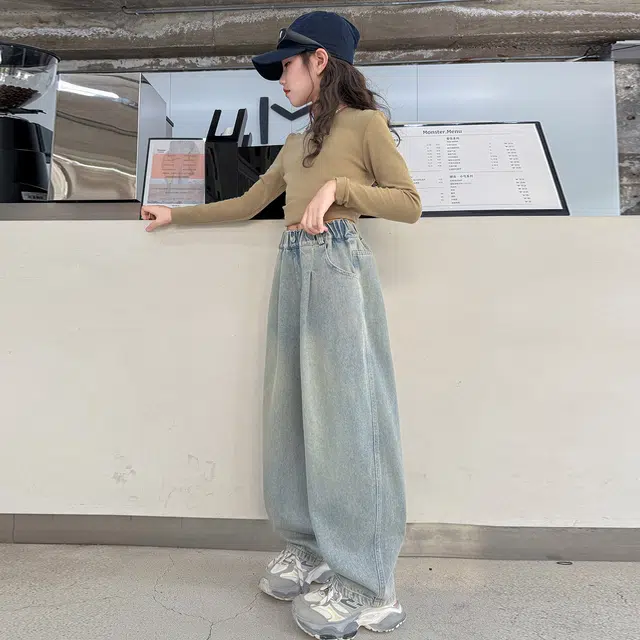 俞兆林牛仔裤 美式复古高街水洗做旧高级感时尚潮流微弹显高显瘦修身弯刀裤垂感休闲 青少年