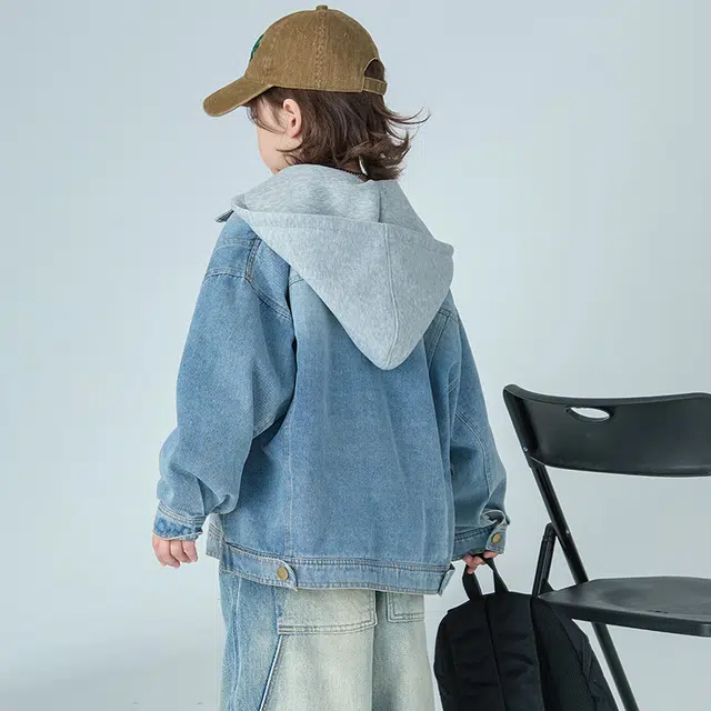 雅鹿夹克外套 洋气连帽舒适长袖 蓝色 儿童款