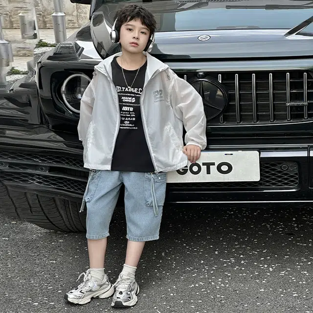 雅鹿夹克外套 连帽休闲亲肤 白色 儿童款