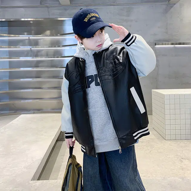俞兆林夹克 加绒刺绣拼色棒球服 青少年
