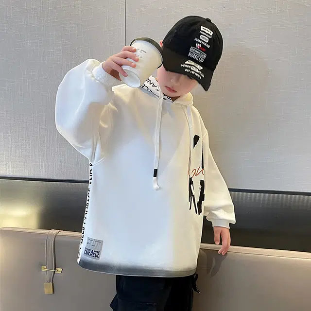 雅鹿卫衣 简约舒适连帽长袖 白色 青少年