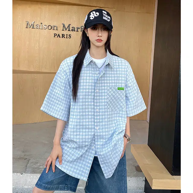 水中花 薄款时尚百搭简约潮流宽松短袖衬衫 女款