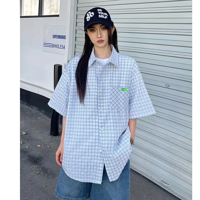 水中花 薄款时尚百搭简约潮流宽松短袖衬衫 女款