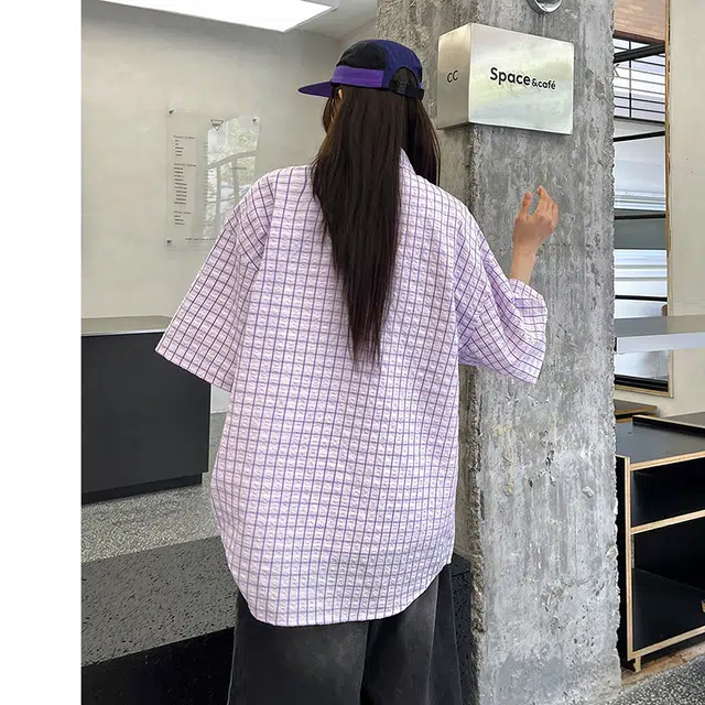 水中花 薄款时尚百搭简约潮流宽松短袖衬衫 女款