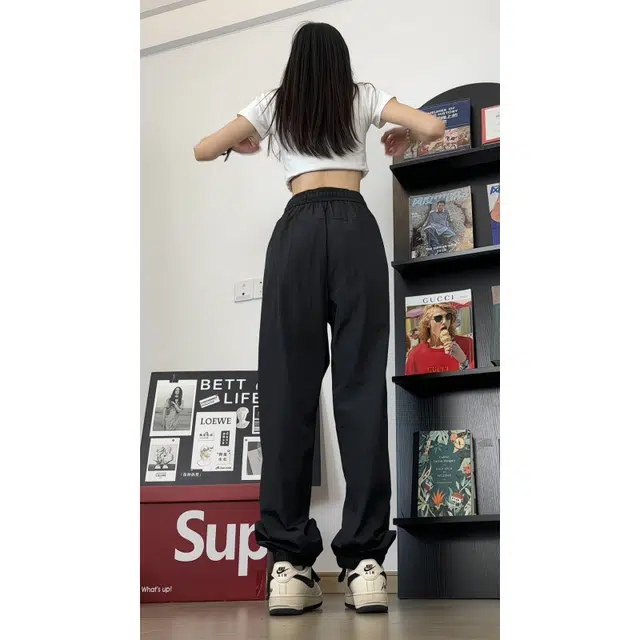 水中花 美式速干工装裤女夏冰丝裤子青少年九分运动裤百搭简约束脚休闲裤 女款