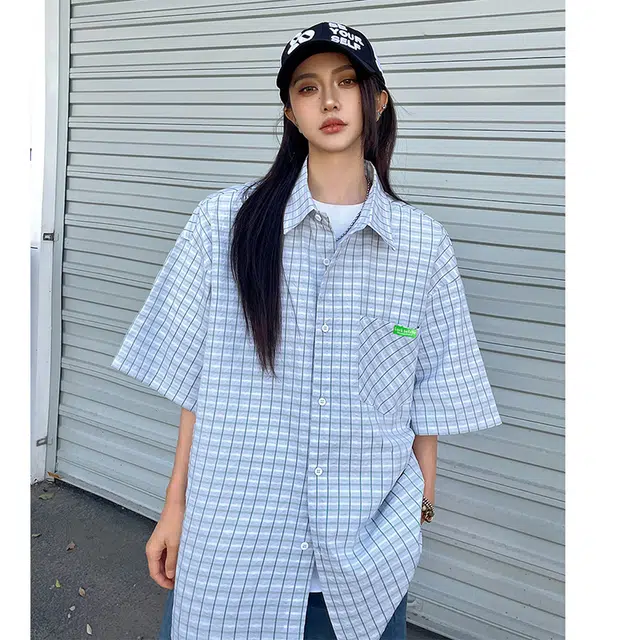 水中花 薄款时尚百搭简约潮流宽松短袖衬衫 女款