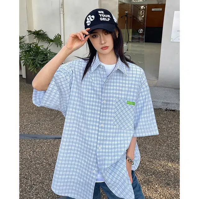 水中花 薄款时尚百搭简约潮流宽松短袖衬衫 女款