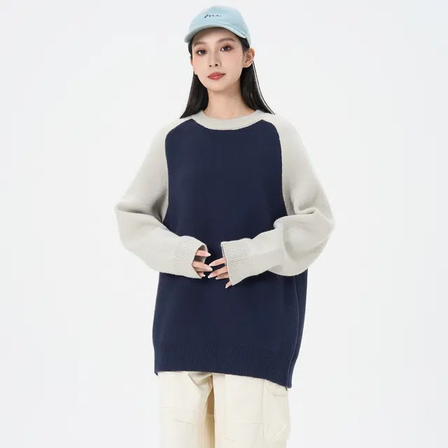 帕丁顿熊 基础款简约纯色宽松毛衣慵懒极简针织衫打底衣 男女同款