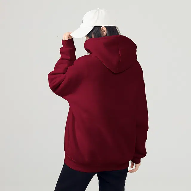 棉致 纯色显白加绒加厚款连帽宽松小众套头舒适简约长袖卫衣 女款
