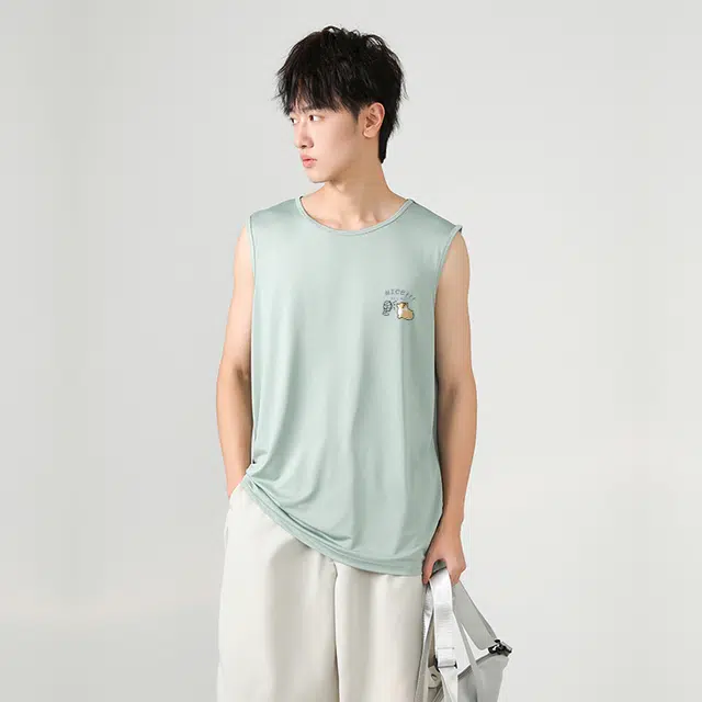 棉致 吹风柯基简约纯色冰丝凉感爽滑网眼透气无性别主义坎肩无袖背心 男女同款