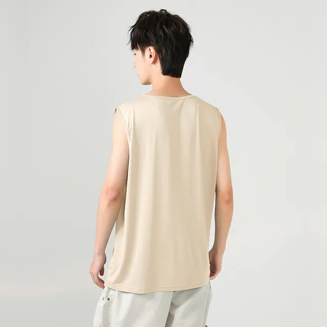 棉致 小狗厨师简约纯色冰丝凉感爽滑网眼透气无性别主义坎肩无袖背心 男女同款