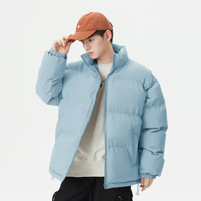 棉致 简约纯色无性别主义亲肤舒适时尚潮流基础宽松休闲拉链开衫御寒保暖立领面包棉服 男女同款