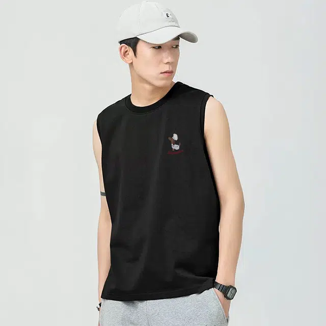 棉致 小狗厨师纯色纯棉简约柔软细腻吸汗透气亲肤舒适无性别主义通勤百搭篮球运动休闲背心 男女同款