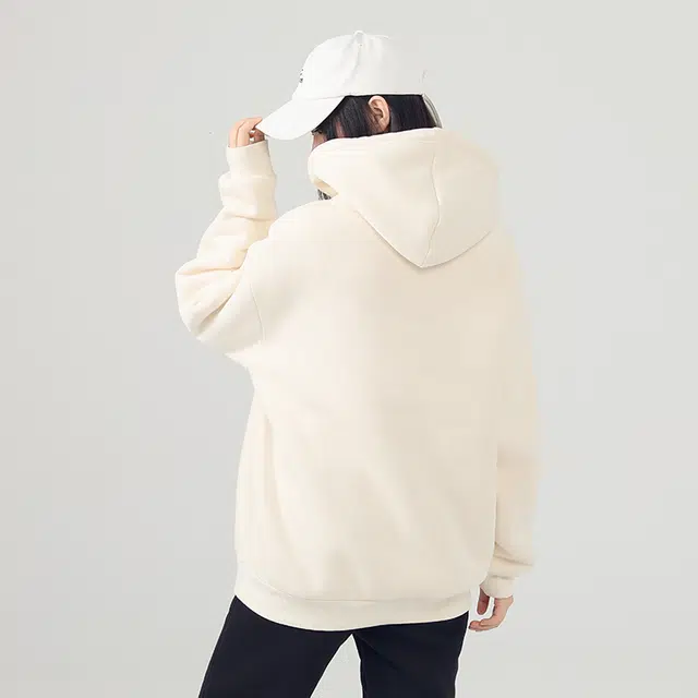 棉致 卡通动漫手绘幸运小狗聚会厚款连帽宽松舒适简约卫衣 女款