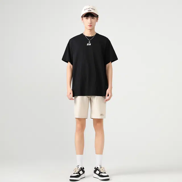 棉致 浮雕波浪纯色简约基础宽松直筒透气户外速干沙滩篮球运动五分休闲短裤 男女同款