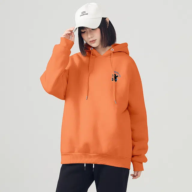 棉致 悠闲黑猫加绒加厚时尚基础无性别主义连帽外套宽松小众舒适简约落肩长袖卫衣 男女同款