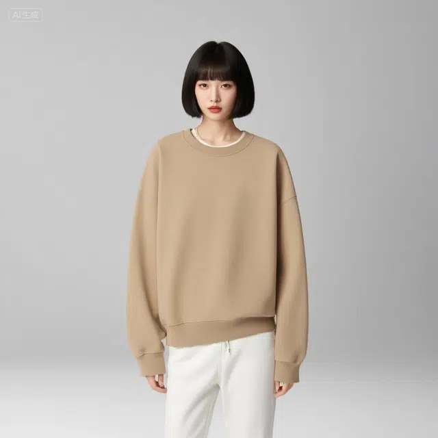 棉致 纯色简约复古休闲柔软抗皱舒适基础百搭美式街头宽松落肩套头圆领卫衣 男女同款
