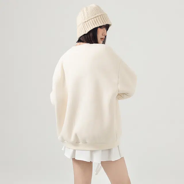 棉致 可爱小狗涂鸦百搭创意时尚简约羊羔绒加绒加厚柔软细腻保暖舒适休闲日常圆领长袖卫衣 男女同款