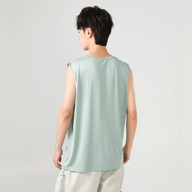 棉致 小狗厨师简约纯色冰丝凉感爽滑网眼透气无性别主义坎肩无袖背心 男女同款