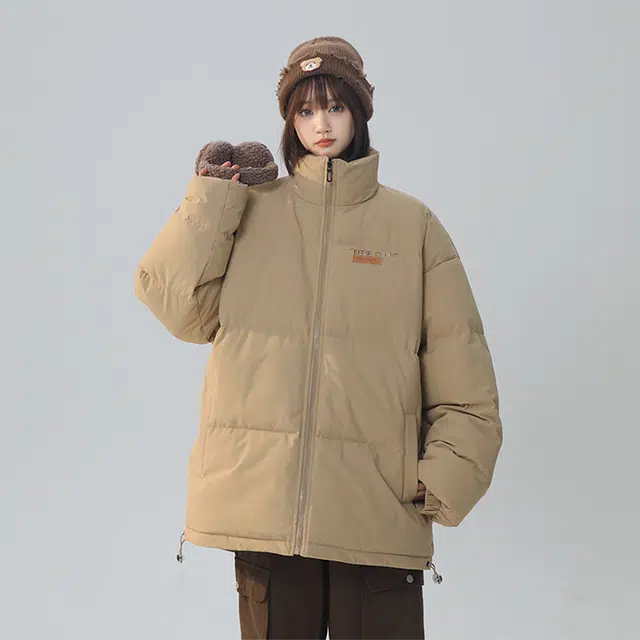 棉致 宽松纯色立领插肩袖舒适通勤棉服 女款