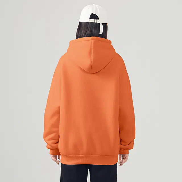 棉致 悠闲黑猫加绒加厚时尚基础无性别主义连帽外套宽松小众舒适简约落肩长袖卫衣 男女同款