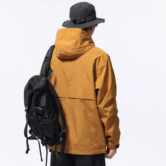 棉致 多口袋机能插肩复古连帽拉链开衫抽绳时尚百搭防风舒适工装外套通勤休闲宽松夹克 男女同款