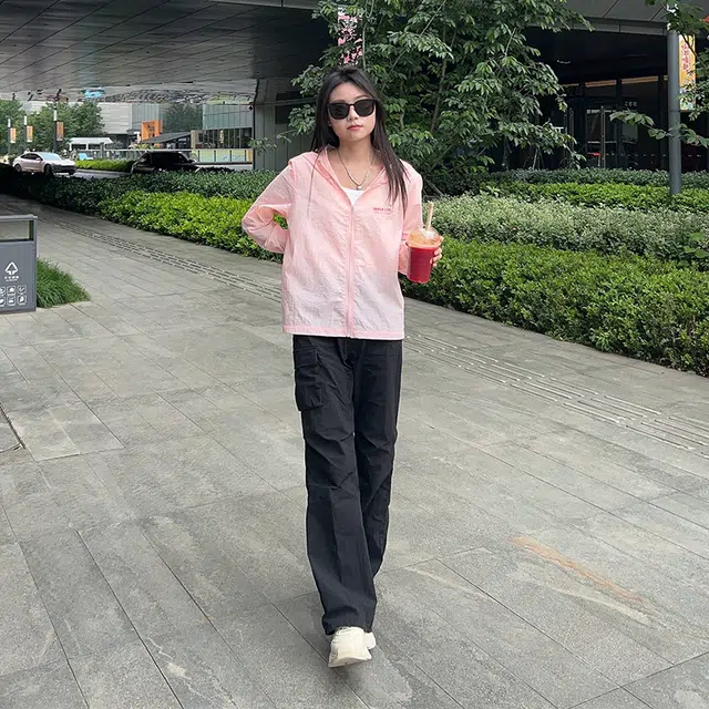 棉致 印花连帽拉链轻薄长袖防晒服 女款