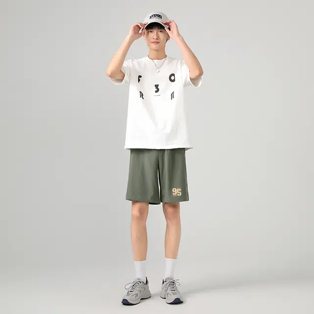 棉致 纯色舒适简约基础宽松通勤户外沙滩篮球运动五分休闲短裤 男女同款