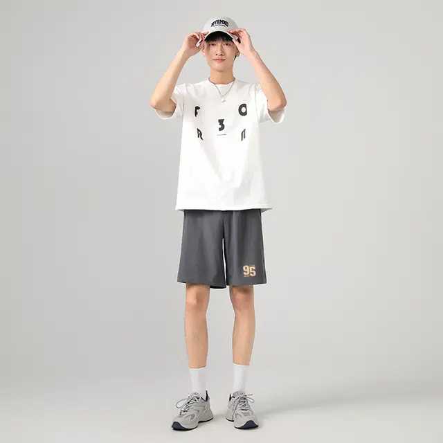 棉致 纯色舒适简约基础宽松通勤户外沙滩篮球运动五分休闲短裤 男女同款