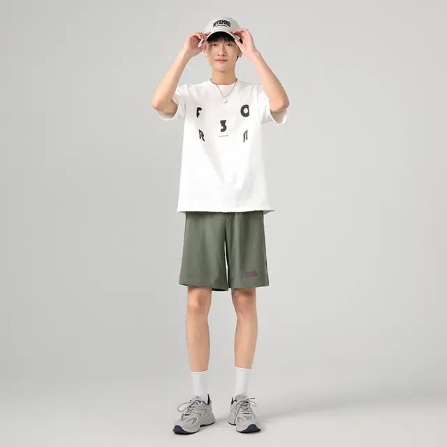 棉致 纯色简约基础宽松直筒透气户外速干沙滩篮球运动五分休闲短裤 男女同款