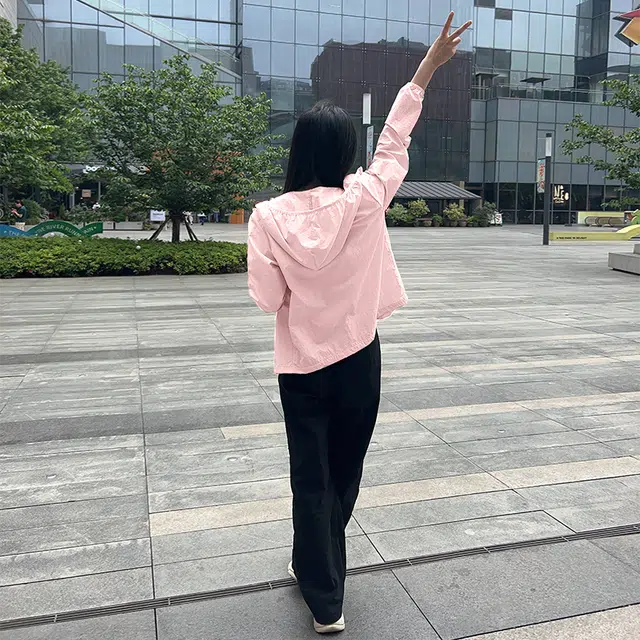 棉致 印花连帽拉链轻薄长袖防晒服 女款
