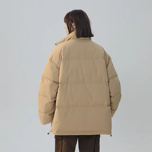棉致 宽松纯色立领插肩袖舒适通勤棉服 女款