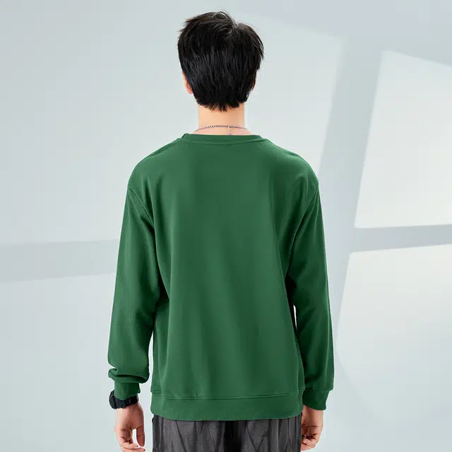 棉致 幸运标志简约纯色复古休闲柔软抗皱舒适基础百搭美式街头宽松落肩套头圆领卫衣 男女同款