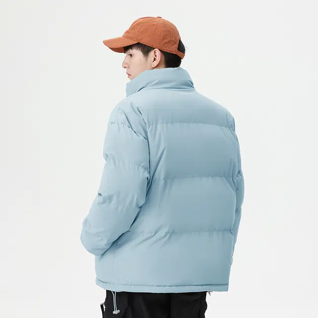 棉致 简约纯色无性别主义亲肤舒适时尚潮流基础宽松休闲拉链开衫御寒保暖立领面包棉服 男女同款