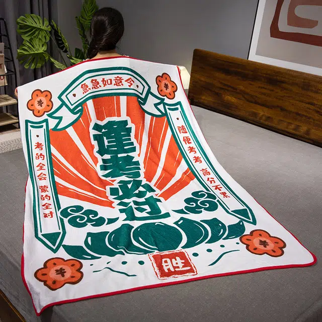 皮皮豆 逢考必过毯 简约美观抱枕 创意设计舒适柔软靠枕 玩偶周边